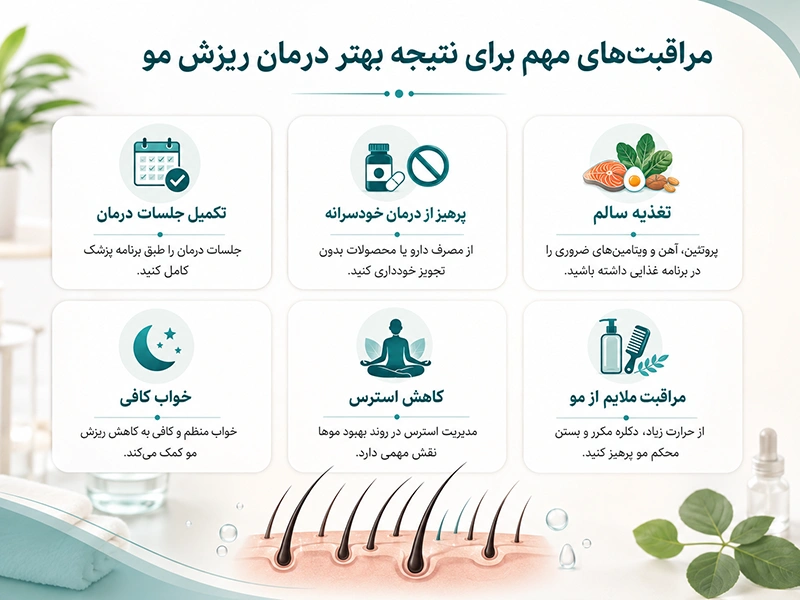 مراقبتهای بعد از درمان ریزش مو برای تقویت فولیکول و کاهش ریزش مو